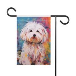 Bright Maltese Dog Garden & House Flag Banner