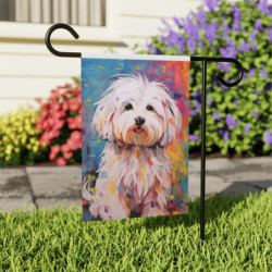 Bright Maltese Dog Garden & House Flag Banner