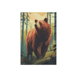 Grizzly Bear In The Forest In Fall Design Garden & House Flag Banner