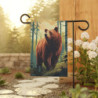 Grizzly Bear In The Forest In Fall Design Garden & House Flag Banner