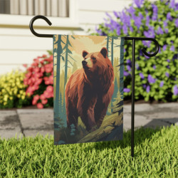 Grizzly Bear In The Forest In Fall Design Garden & House Flag Banner