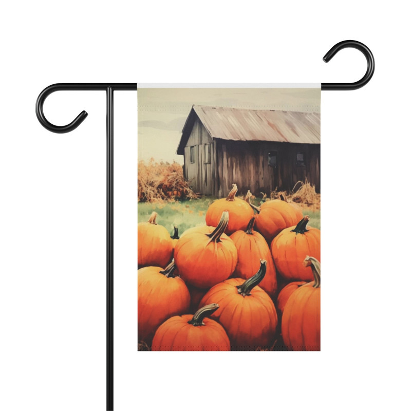 Fall Pumpkins and A Country Barn Garden & House Flag Banner