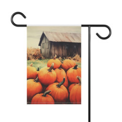 Fall Pumpkins and A Country Barn Garden & House Flag Banner