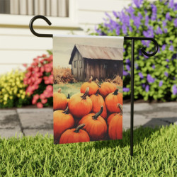 Fall Pumpkins and A Country Barn Garden & House Flag Banner