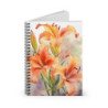 Watercolor Daylilies Spiral Notebook  - Ruled Line, 8" x 6"