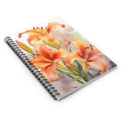 Watercolor Daylilies Spiral Notebook  - Ruled Line, 8" x 6"