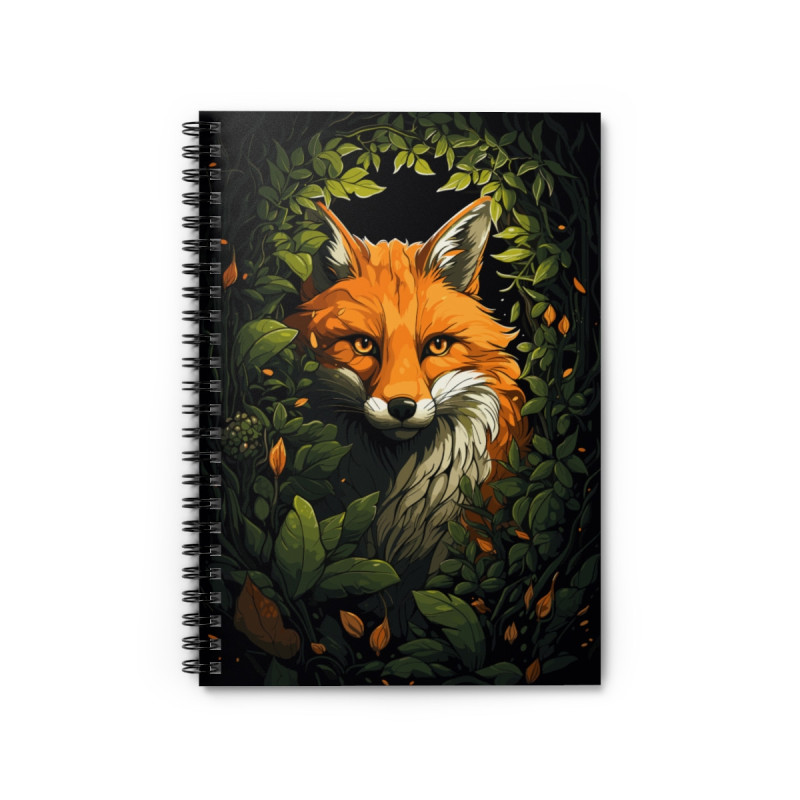 Fox Surrounded By Leaves Spiral Notebook - Ruled Line, 8" x 6"