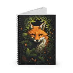 Fox Surrounded By Leaves Spiral Notebook - Ruled Line, 8" x 6"