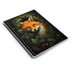 Fox Surrounded By Leaves Spiral Notebook - Ruled Line, 8" x 6"