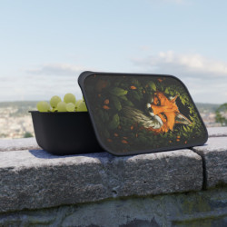 Fox Surrounded By Leaves Eco-Friendly Bento Box with Band and Utensils