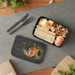 Fox Surrounded By Leaves Eco-Friendly Bento Box with Band and Utensils