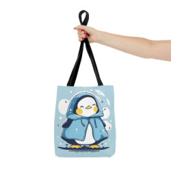 A Cute Kawaii Penguin Wearing A Coat Tote Bag