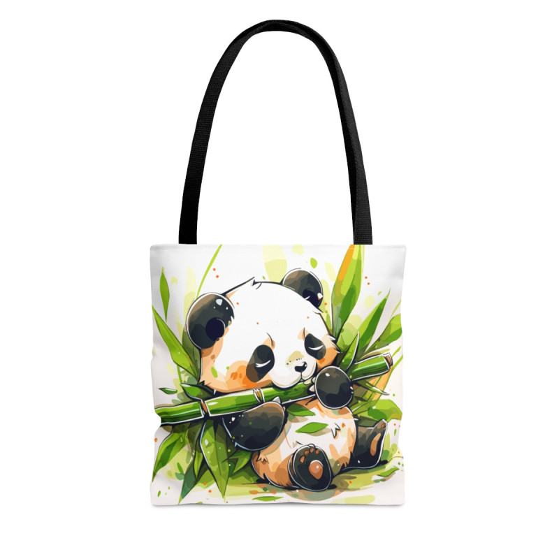 A Cute Kawaii Panda Eating Bamboo Tote Bag