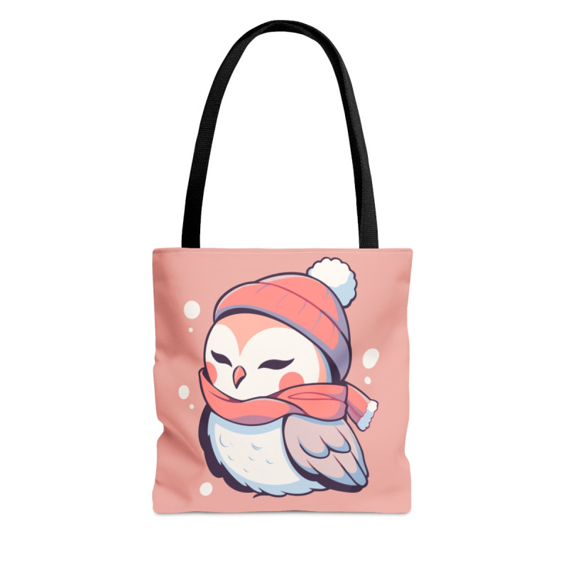 A Cute Kawaii Owl Wearing A Scarf And A Beanie Tote Bag