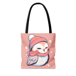 A Cute Kawaii Owl Wearing A Scarf And A Beanie Tote Bag