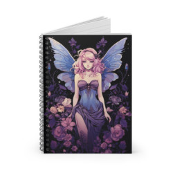 Purple Themed Fairy Artwork - Spiral Notebook - Ruled Line, 8" x 6"