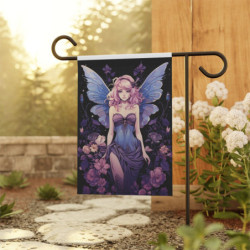 Purple Themed Fairy Artwork - Design Garden & House Flag Banner