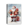 Santa Claus Father Christmas With Christmas Gifts - Spiral Notebook - Ruled Line, 8" x 6"