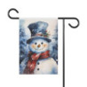 Happy Winter Snowman in the Snow Garden & House Flag Banner