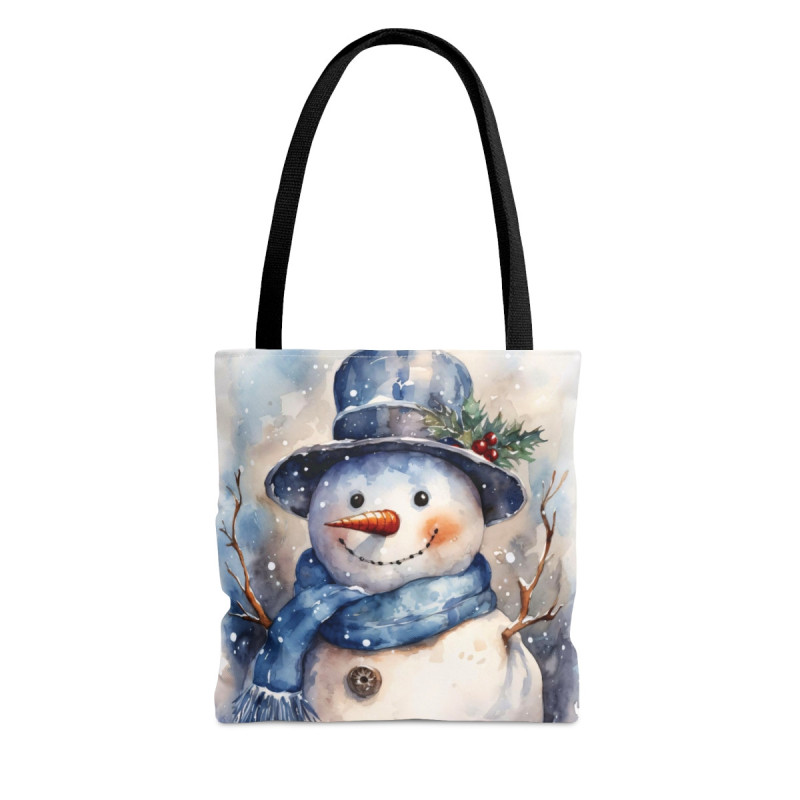 Snowman in Winter Christmas Portrait - Tote Bag