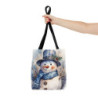 Snowman in Winter Christmas Portrait - Tote Bag