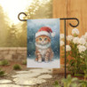 Christmas Ginger Cat in the Snow Garden & House Flag Banner