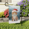 Christmas Ginger Cat in the Snow Garden & House Flag Banner