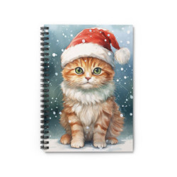 Christmas Ginger Cat in the Snow - Spiral Notebook - Ruled Line, 8" x 6"