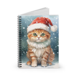 Christmas Ginger Cat in the Snow - Spiral Notebook - Ruled Line, 8" x 6"