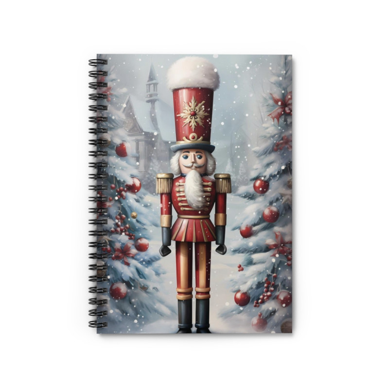 Christmas Nutcracker Soldier In The Snow - Spiral Notebook - Ruled Line, 8" x 6"