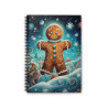 Happy Christmas Gingerbread Man - Spiral Notebook - Ruled Line, 8" x 6"