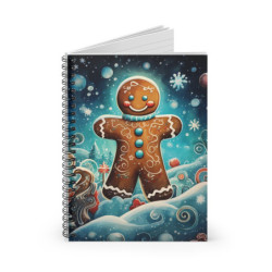 Happy Christmas Gingerbread Man - Spiral Notebook - Ruled Line, 8" x 6"