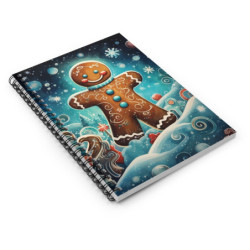 Happy Christmas Gingerbread Man - Spiral Notebook - Ruled Line, 8" x 6"