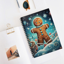 Happy Christmas Gingerbread Man - Spiral Notebook - Ruled Line, 8" x 6"