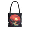 Cat On A Hill Looking Out At The Sunset - Tote Bag