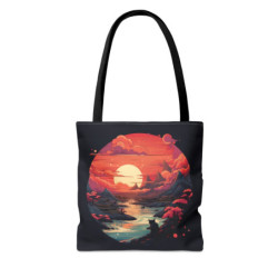 Cat On A Hill Looking Out At The Sunset - Tote Bag