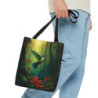 Vibrant Hummingbird Flying In The Forest - Tote Bag