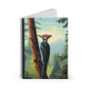 Pileated Woodpecker On A Tree  Spiral Notebook, Ruled Line, 8" x 6"