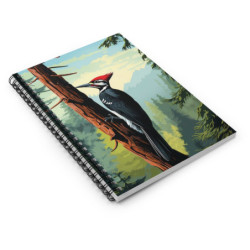 Pileated Woodpecker On A Tree  Spiral Notebook, Ruled Line, 8" x 6"