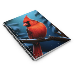 Northern Cardinal On A Snowy Background Spiral Notebook, Ruled Line, 8" x 6"