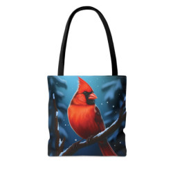 Northern Cardinal On A Snowy Background Tote Bag