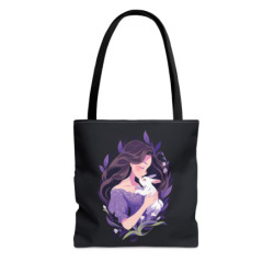 A Girl And Her Pet Rabbit Tote Bag