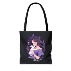 A Girl And Her Pet Rabbit Tote Bag