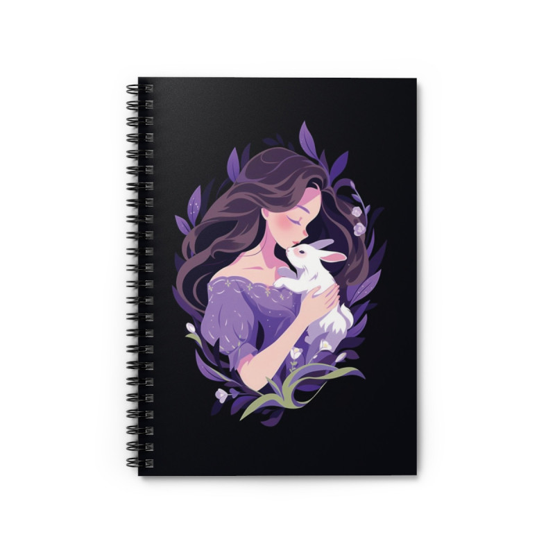 A Girl And Her Pet Rabbit Spiral Notebook, Ruled Line, 8" x 6"