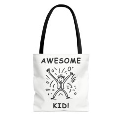 Cartoon Awesome Kid Celebrating Tote Bag