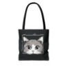 White and Grey Cute Cartoon Cat Peeking out of a Tote Bag