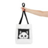 Cute Cartoon White Cat Peeking Out of a Tote Bag