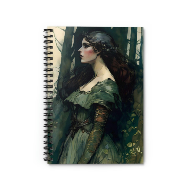 "Damsel Joan Touched By The Wild" Pre Raphaelite Inspired Spiral Notebook - Ruled Line, 8" x 6"