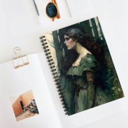 "Damsel Joan Touched By The Wild" Pre Raphaelite Inspired Spiral Notebook - Ruled Line, 8" x 6"