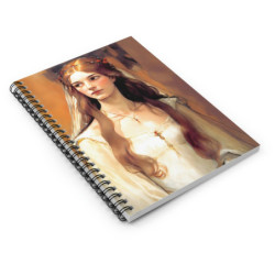 "Damsel Marian Touched By Integrity" Pre Raphaelite Inspired Medieval Maiden Spiral Notebook - Ruled Line, 8" x 6"